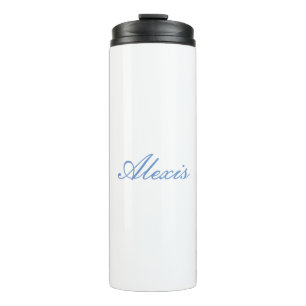 Bouteilles Isothermes Nom Calligraphie Script Simple Blanc Bleu
