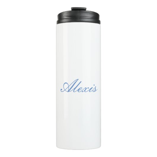 Bouteilles Isothermes Nom Calligraphie Script Simple Blanc Bleu (Devant)