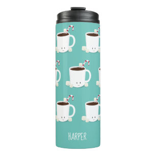 Bouteilles Isothermes Nom Chocolat Chaud Cute Noël Turquoise
