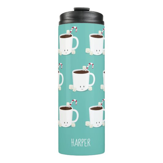 Bouteilles Isothermes Nom Chocolat Chaud Cute Noël Turquoise (Devant)