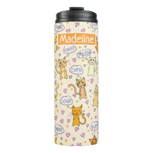 Bouteilles Isothermes Nom d'ajout du Motif Cat Cute