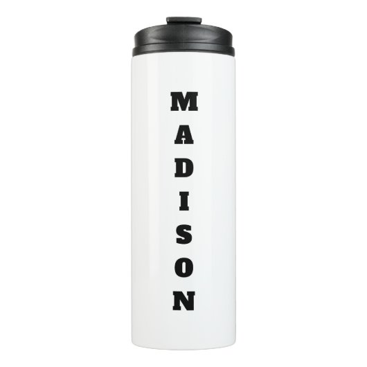 Bouteilles Isothermes Nom de calligraphie élégant noir et blanc (Devant)