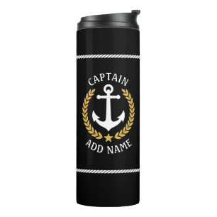 Bouteilles Isothermes Nom du bateau capitaine Ancre Gold Style Laurel Bl