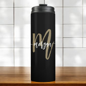 Bouteilles Isothermes Nom du monogramme Black Gold Modern Script