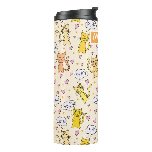 Bouteilles Isothermes Nom du Motif de chat Cute (Tourné sur la gauche)