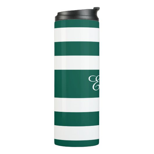 Bouteilles Isothermes Nom du script moderne vert rayé (Tourné sur la gauche)