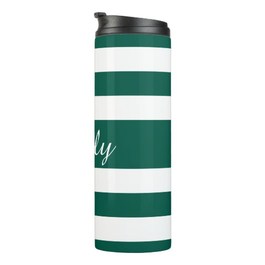 Bouteilles Isothermes Nom du script moderne vert rayé (Tourné sur la droite)