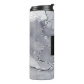 Bouteilles Isothermes Nom élégant de monogramme noir et argent (Tourné sur la gauche)