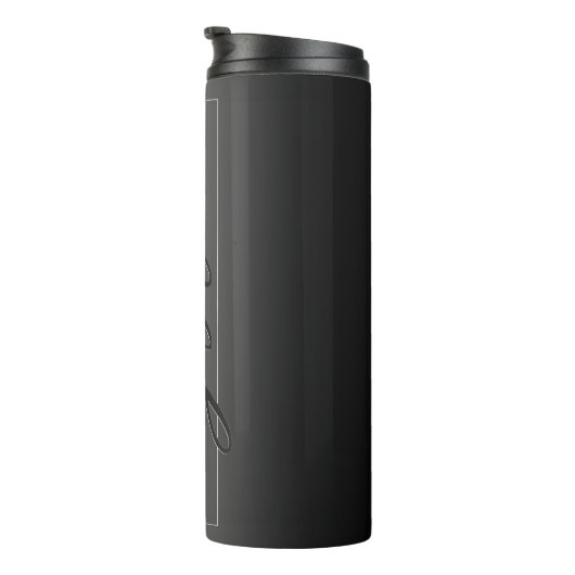 Bouteilles Isothermes Nom élégant et Initiales monogrammes | Noir et gri (Tourné sur la droite)