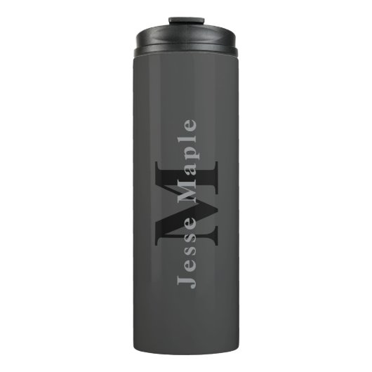Bouteilles Isothermes Nom et monogramme | Dark Gray (Devant)