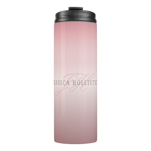 Bouteilles Isothermes Nom et monogramme | Soft FAUX Rose Gold Blush (Devant)