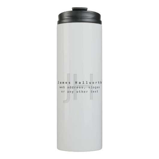 Bouteilles Isothermes Nom et Slogan modifiable moderne | Gradient gris (Devant)