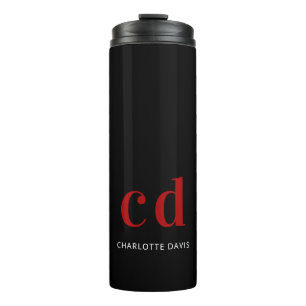 Bouteilles Isothermes Nom initial du monogramme rouge noir