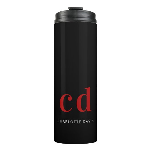 Bouteilles Isothermes Nom initial du monogramme rouge noir (Devant)