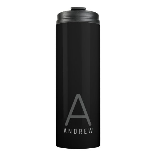 Bouteilles Isothermes Nom moderne Monogramme gris simple Noir (Devant)