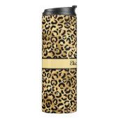 Bouteilles Isothermes Nom Monogramme Imprimé Léopard Noir Or Cheetah (Tourné sur la gauche)
