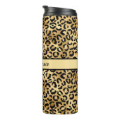 Bouteilles Isothermes Nom Monogramme Imprimé Léopard Noir Or Cheetah (Tourné sur la droite)