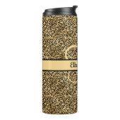 Bouteilles Isothermes Nom Monogramme Imprimé Léopard Noir Or Cheetah (Tourné sur la gauche)