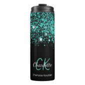 Bouteilles Isothermes Nom monogramme paillettes vert sarcelle noir (Devant)