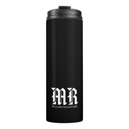 Bouteilles Isothermes Nom noir et blanc Monogramme MR. (Devant)