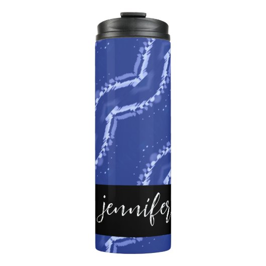 Bouteilles Isothermes Nom personnalisable Abstrait bleu vagues motif (Devant)