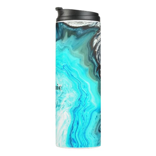 Bouteilles Isothermes Nom personnalisé Agate Géode Géode Art Bleu Cool (Tourné sur la droite)