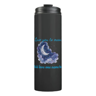 Bouteilles Isothermes Nom personnalisé Amour à la Lune Aquarelle Lune a