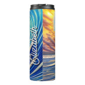 Bouteilles Isothermes Nom personnalisé Big Blue Ocean Wave Over Sunset (Dos)