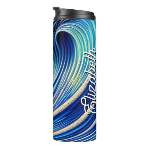 Bouteilles Isothermes Nom personnalisé Big Blue Ocean Wave Over Sunset