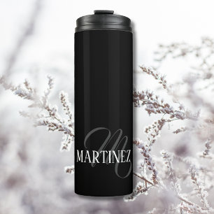 Bouteilles Isothermes Nom Personnalisé Black Elegant   Nom