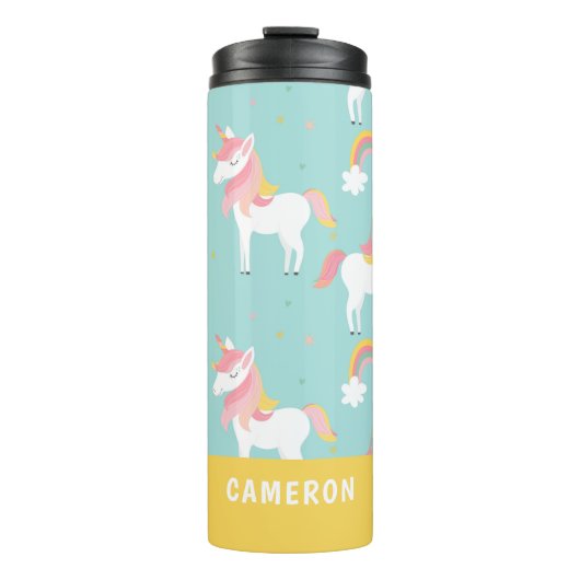 Bouteilles Isothermes Nom personnalisé Blue Rainbow Unicorn Kids (Devant)