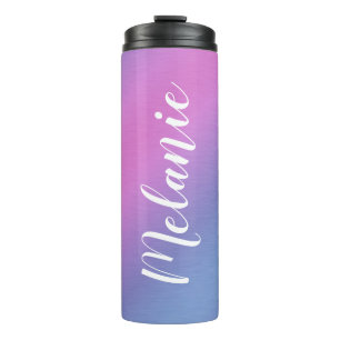Bouteilles Isothermes Nom Personnalisé Brossé Métal Ombre Gradient Rose