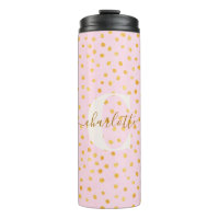Nom personnalisé Confettis Points rose or