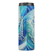 Bouteilles Isothermes Nom personnalisé Cool mousse Abstrait Blue Waves (Dos)
