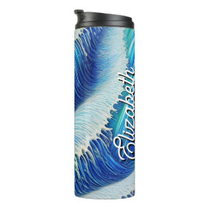 Bouteilles Isothermes Nom personnalisé Cool mousse Abstrait Blue Waves