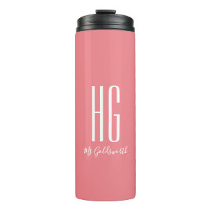 Bouteilles Isothermes Nom personnalisé Coral Rose Monogramme