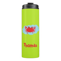 Nom personnalisé crabe rouge sur bleu et vert