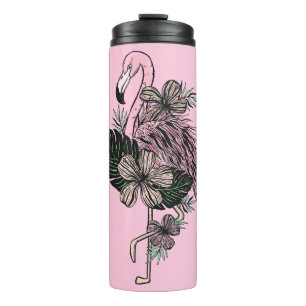 Bouteilles Isothermes Nom personnalisé et couleur Flamant rose rose