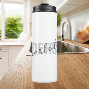 Bouteilles Isothermes Nom personnalisé moderne blanc Monogramme