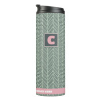 Nom personnalisé Motif vert et rose moderne
