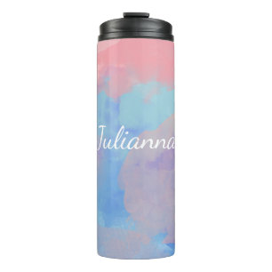 Bouteilles Isothermes Nom personnalisé Pink Purple Pastel Aquarelle