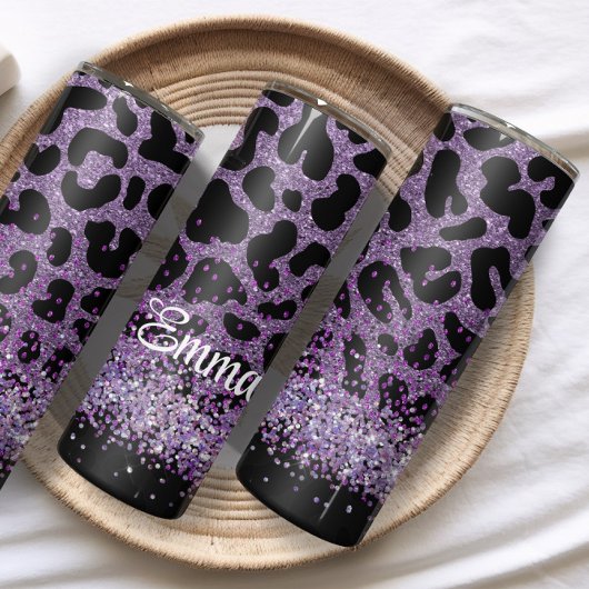 Bouteilles Isothermes Nom personnalisé Purple Leopard parties scintillan