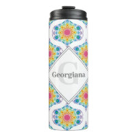 Nom personnalisé Rainbow Floral Mandala Retro Ogee
