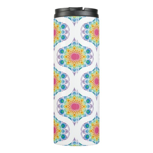 Bouteilles Isothermes Nom personnalisé Rainbow Floral Mandala Retro Ogee (Dos)