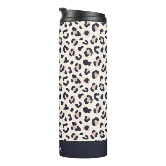 Bouteilles Isothermes Nom personnalisé rose Empreinte de léopard (Tourné sur la droite)