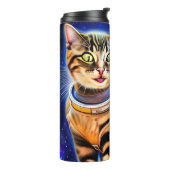 Bouteilles Isothermes Nom personnalisé Silly Chat dans le monde spatial  (Tourné sur la gauche)