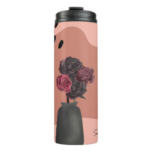 Bouteilles Isothermes Nom personnalisé Vase à fleurs noires rose
