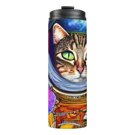Bouteilles Isothermes Nom personnalisé Whimsical Funny Astronaut Chat (Devant)