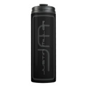 Bouteilles Isothermes Nom unique et monogramme | Gris foncé et noir (Devant)