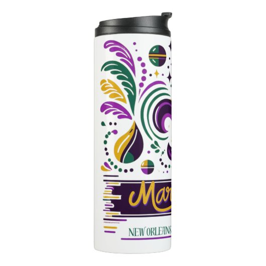 Bouteilles Isothermes Nouvelle-Orléans Mardi Gras jaune violet vert (Tourné sur la gauche)